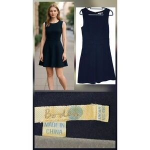 Boden Nautical Navy Fitted Ponte Dress Back‎ Zipper Midi Size 4R Eu 8r academy